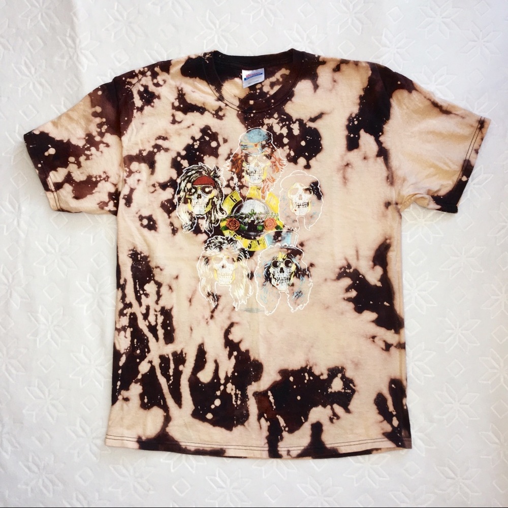 Bleached distressed guns and roses black tshirt LA - Picture 2 of 5